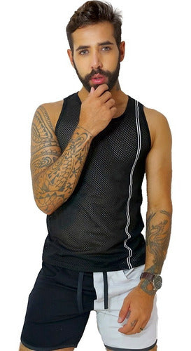 Regata Masculina em Tela Listra Lateral