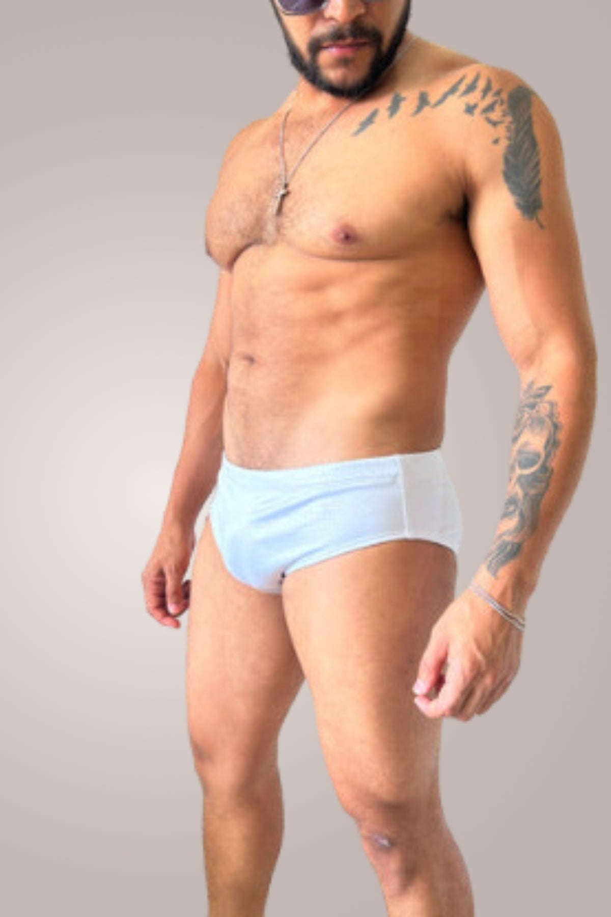 Sunga Slim em Cirrê Pele de Crocodilo Branca