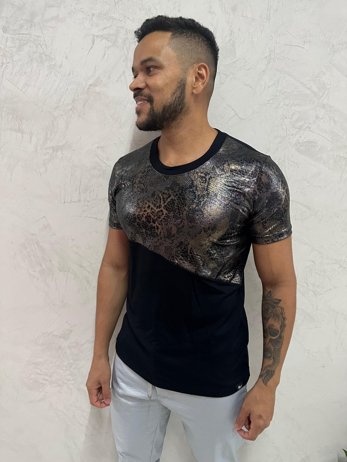 Camiseta Masculina Viscolycra Det Animal Print