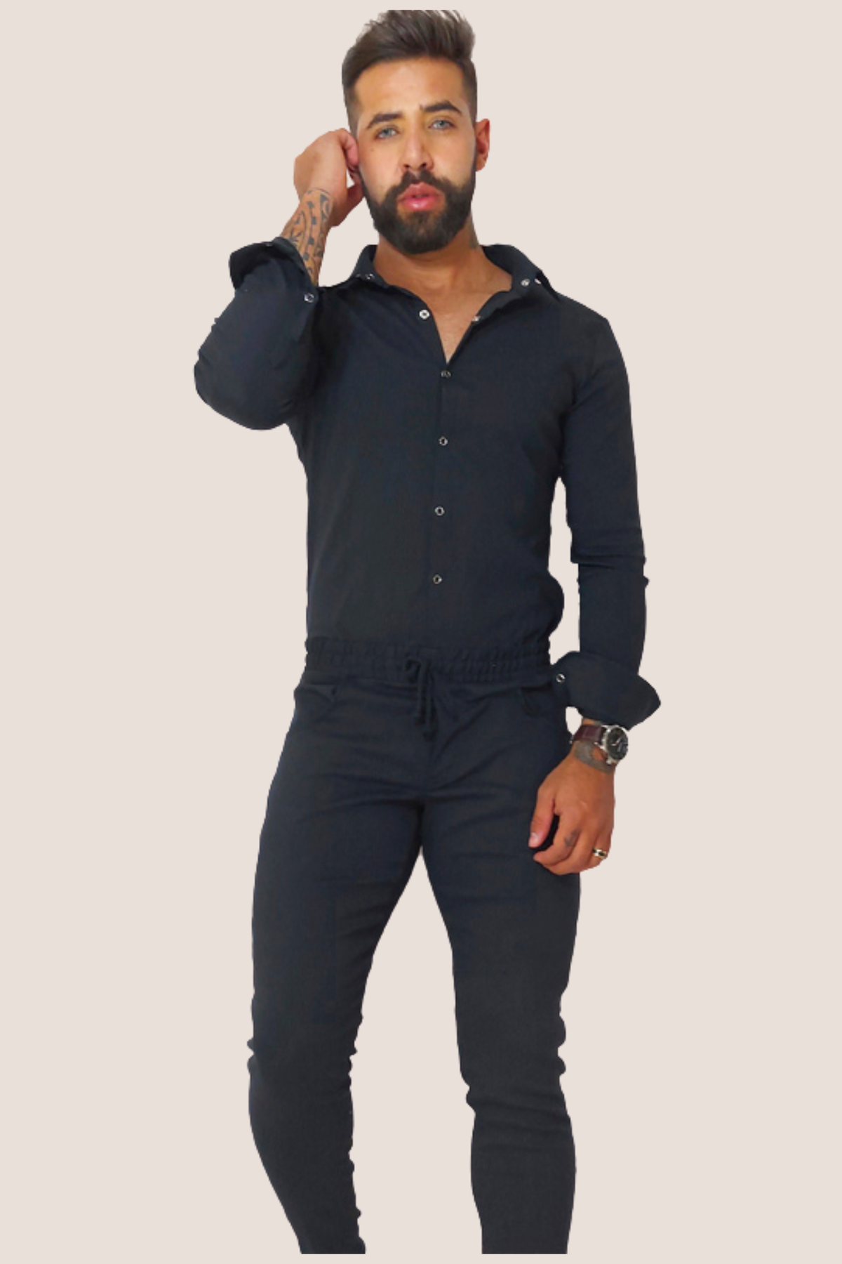 Macacão Masculino Slim Manga Longa