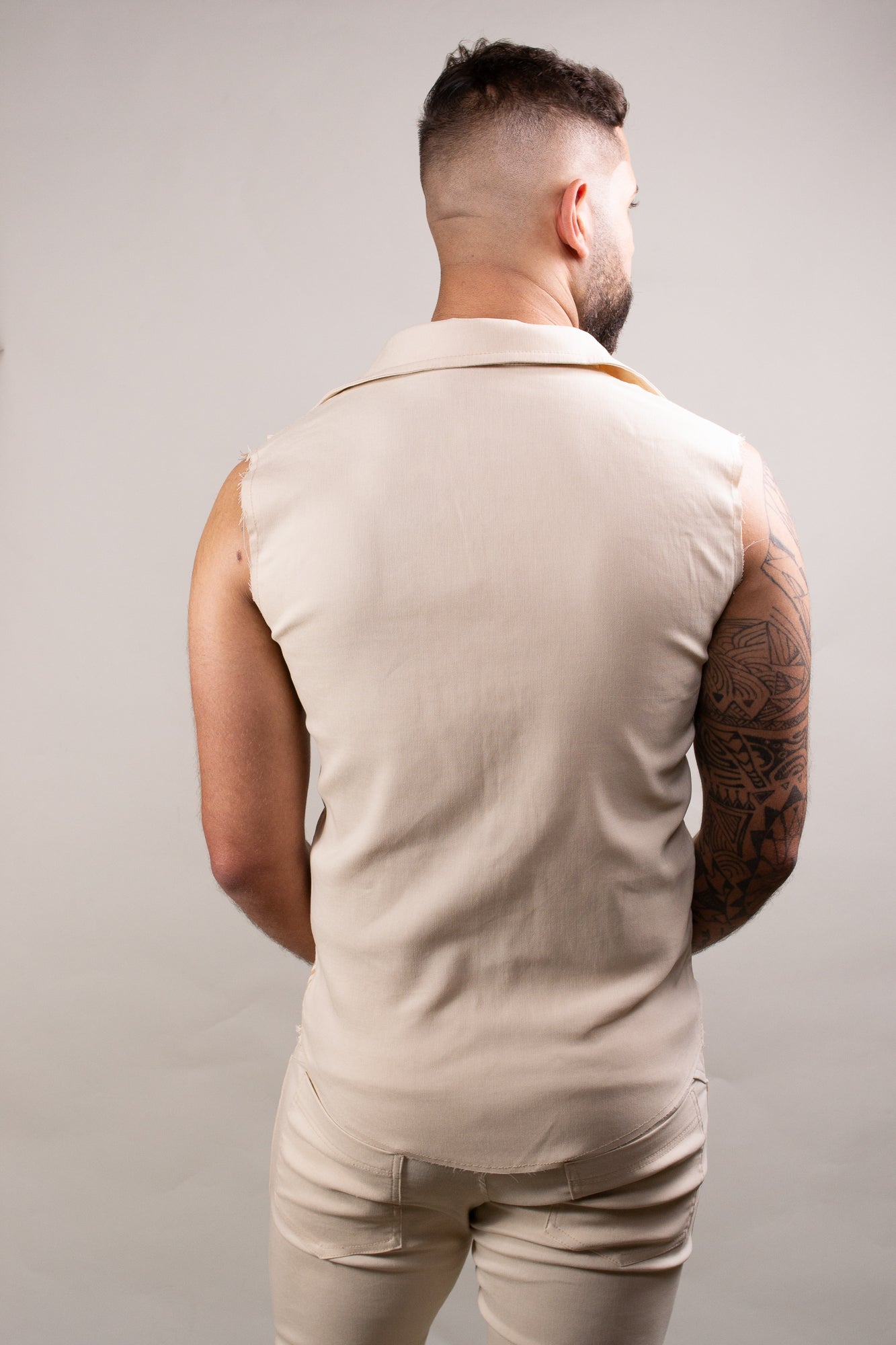 Camisa Masculina Modelo Machão Bengaline Bege
