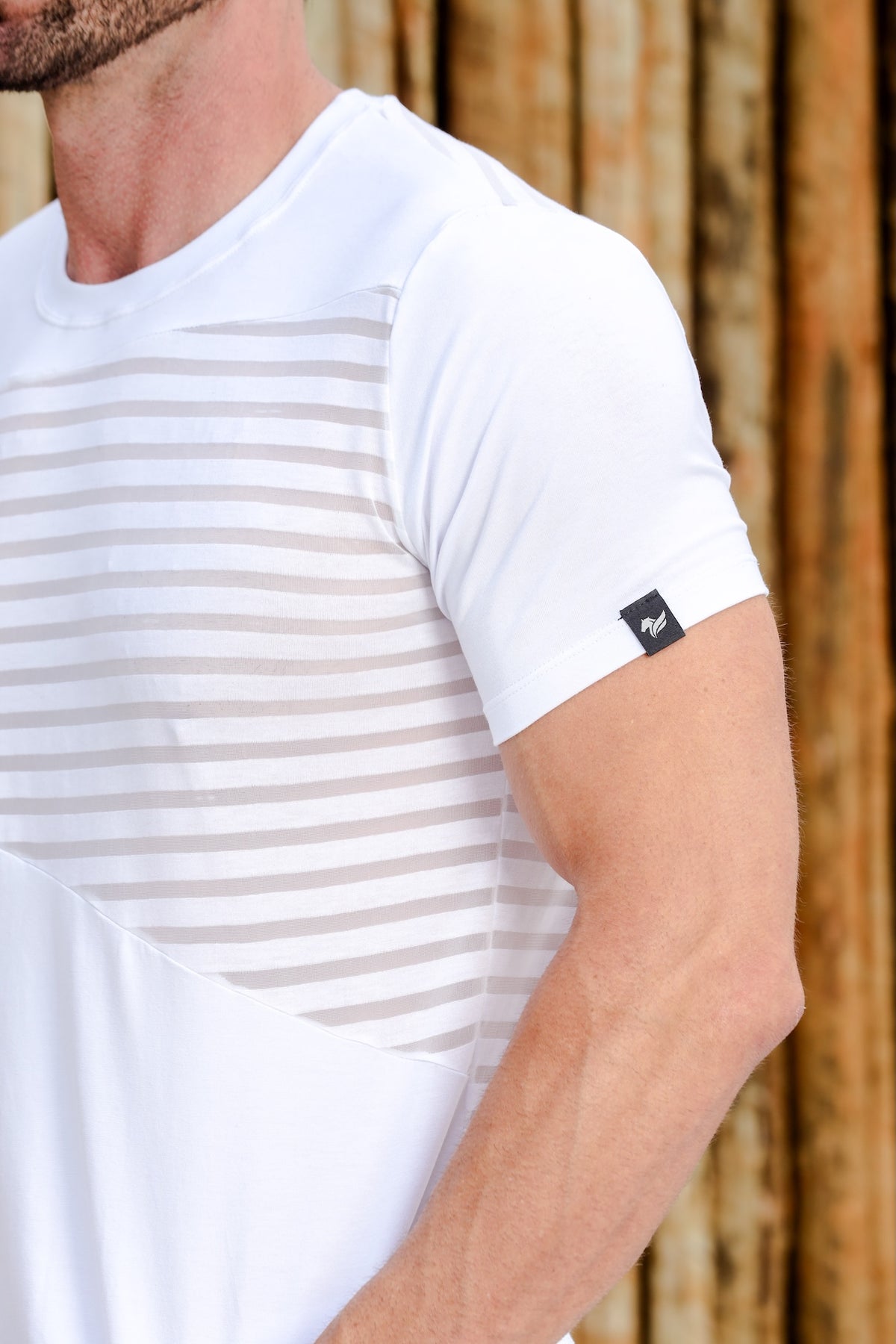 Camiseta Masculina Viscolycra com Detalhe Devorê