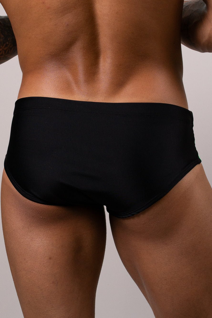 Sunga Slim Neon Verde Com Preto