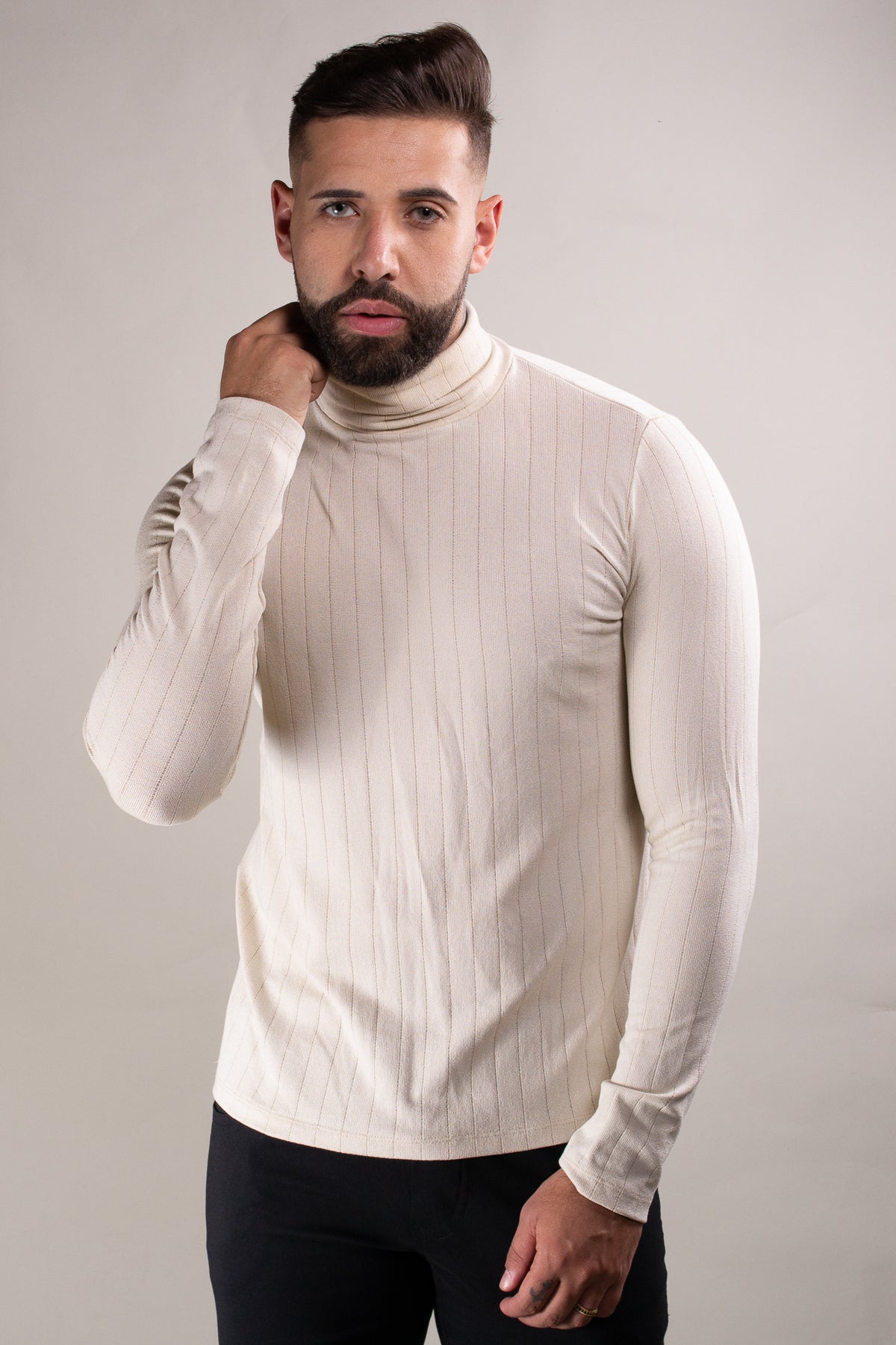 Blusa Masculina Malha Canelada Gola Cacharrel