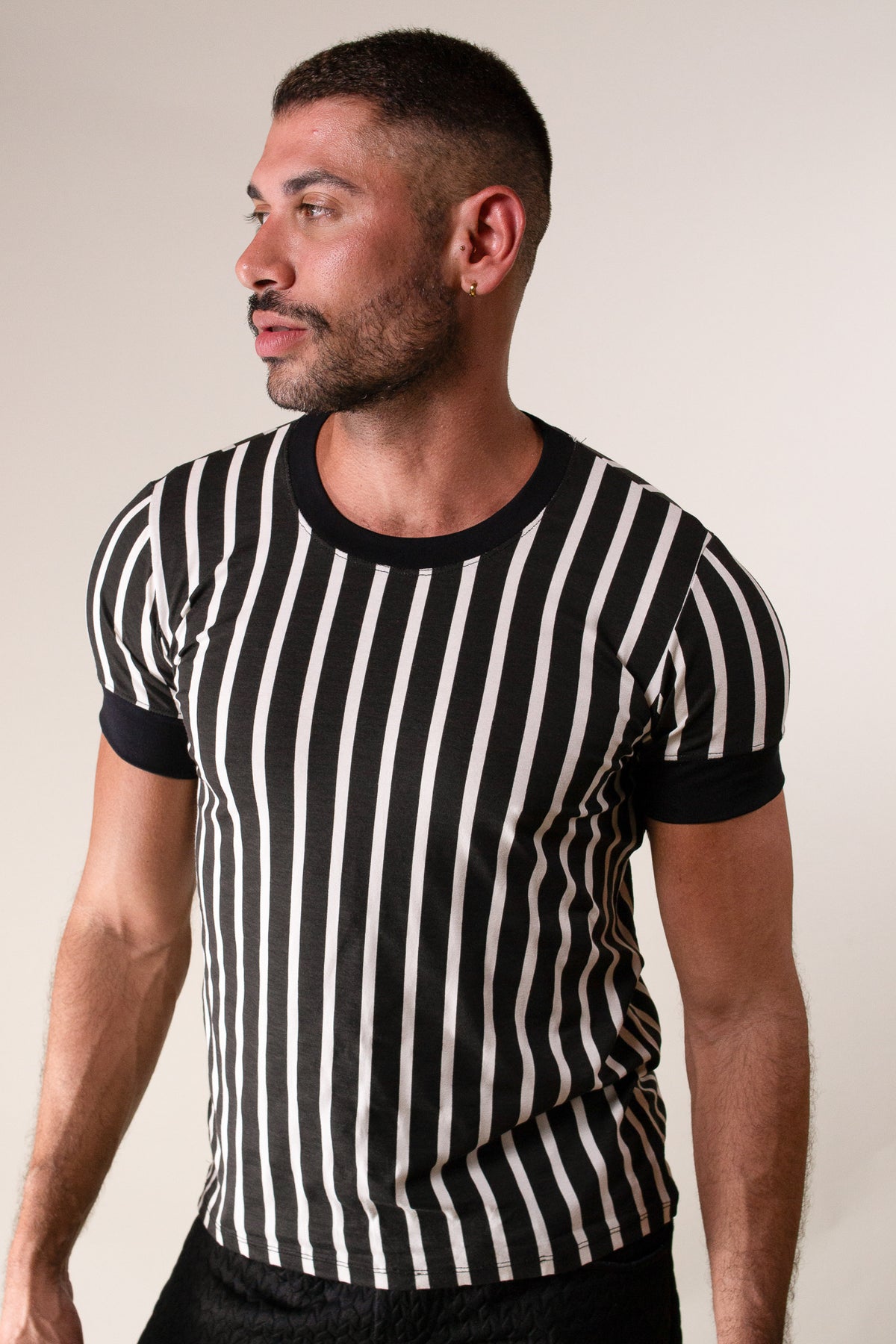 Camiseta Masculina em Viscolycra Listras Verticais