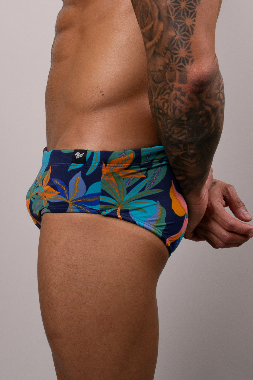 Sunga Slim Estampada Azul