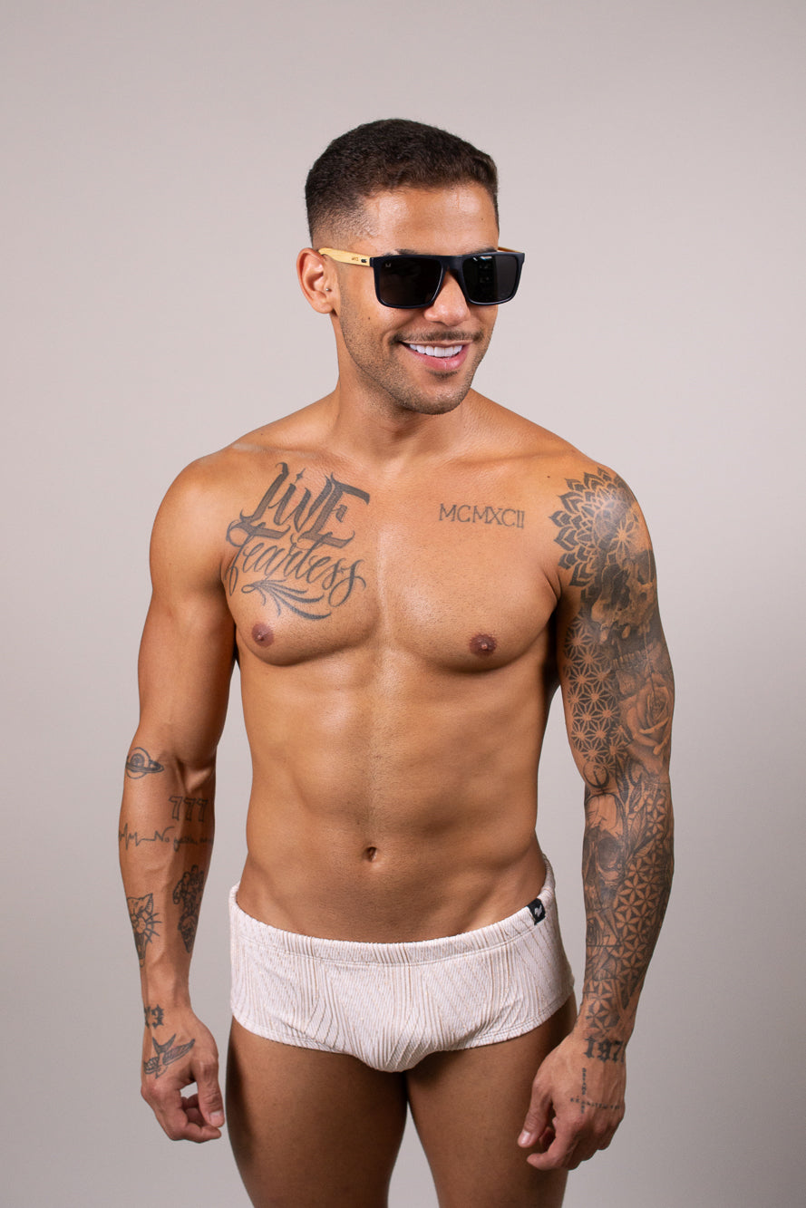 Sunga Clássica/Boxer Jacquard Dourada