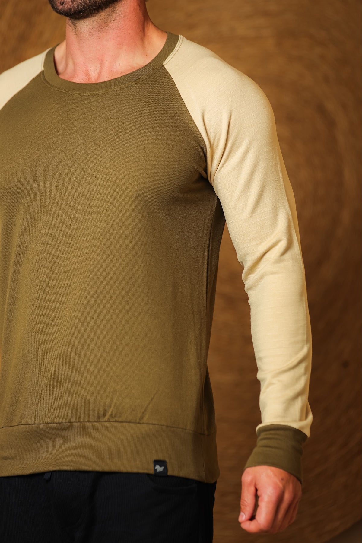 Suéter Masculino Moletinho Verde Mangas Bege