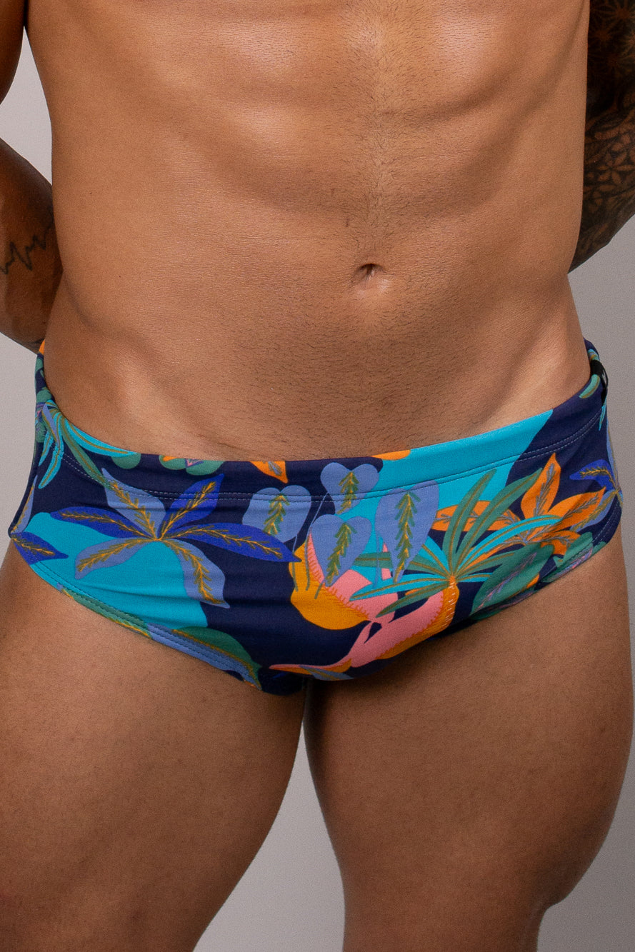 Sunga Slim Estampada Azul