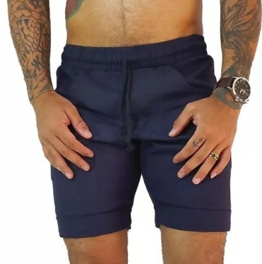 Bermuda Masculina Básica de Linho Barra Italiana