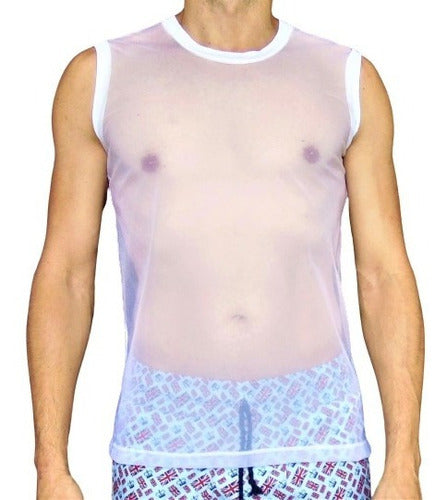 Regata Masculina Machão Transparente em Tule