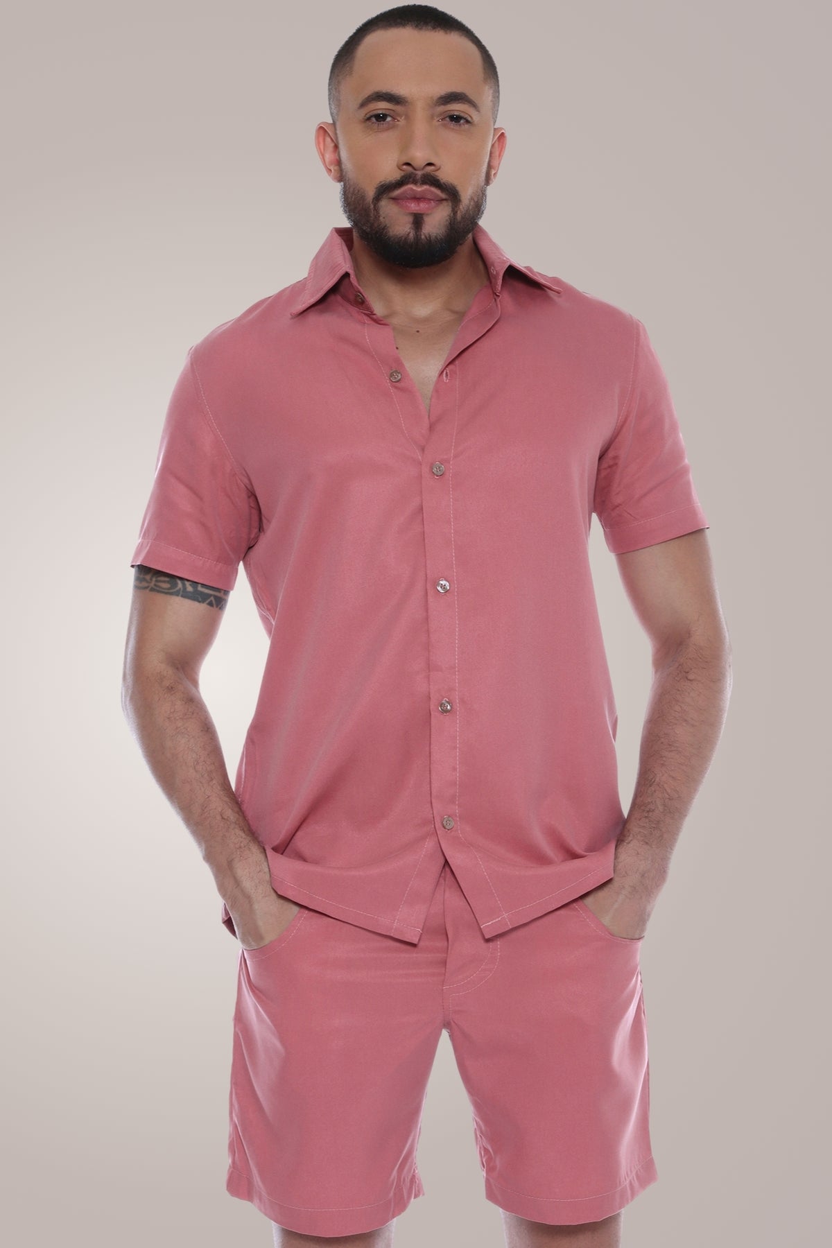 Conjunto Masculino Camisa e Short em Microfibra