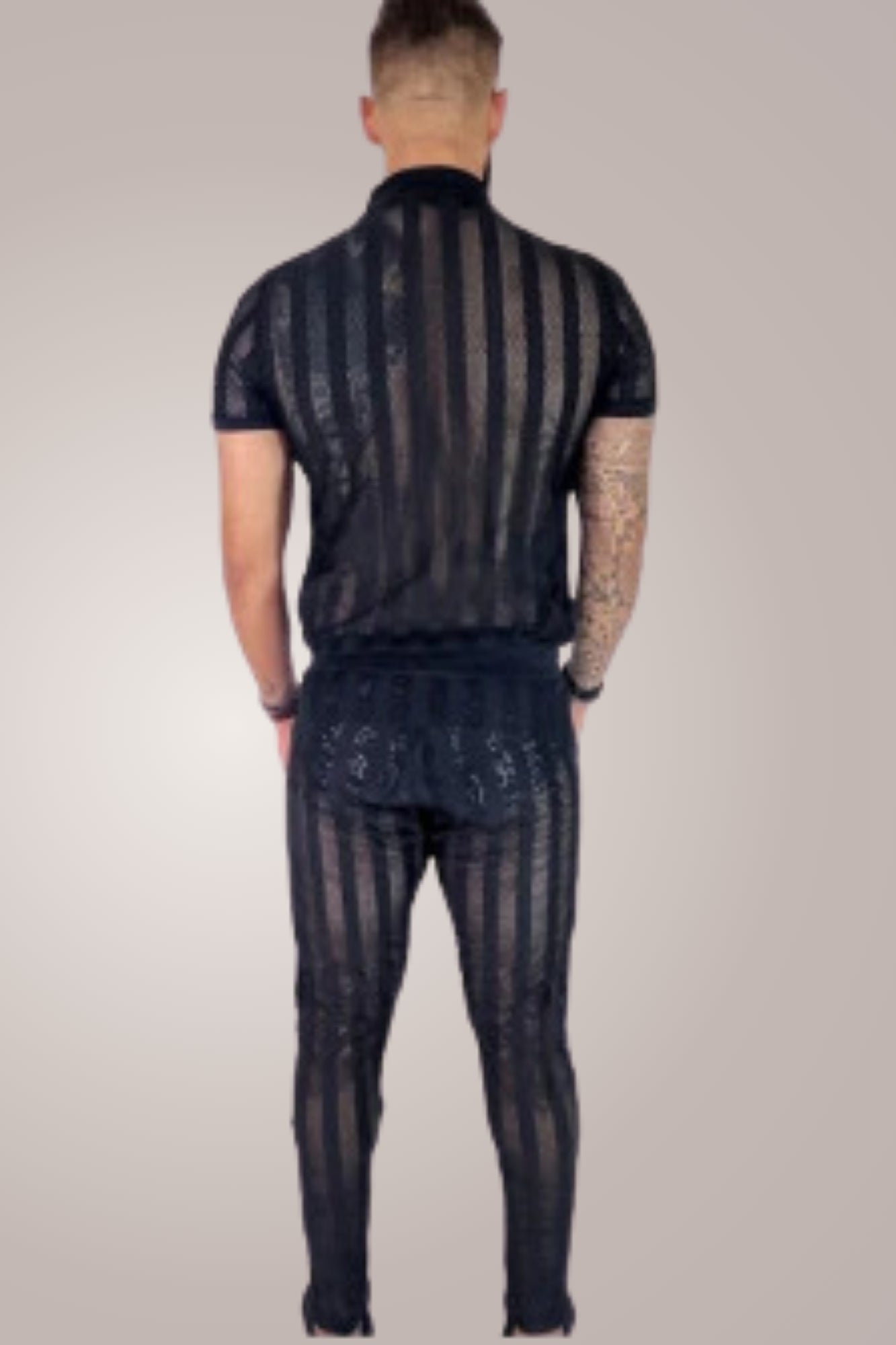 Macacão Masculino Transparente Slim Preto