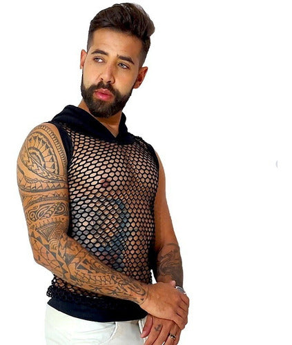 Regata Masculina Arrastão Preta com Capuz e Punho