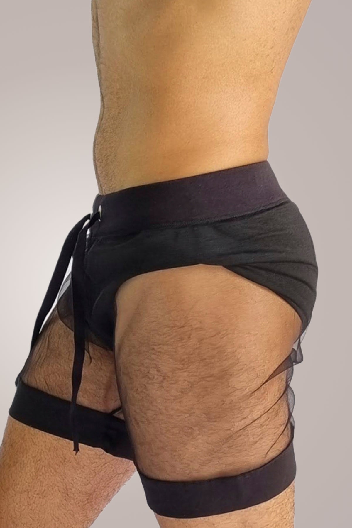 Short Masculino Transparente em Tule Preto