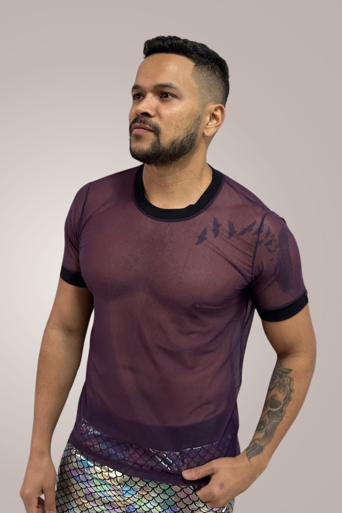 Camiseta Masculina Transparente em Tule