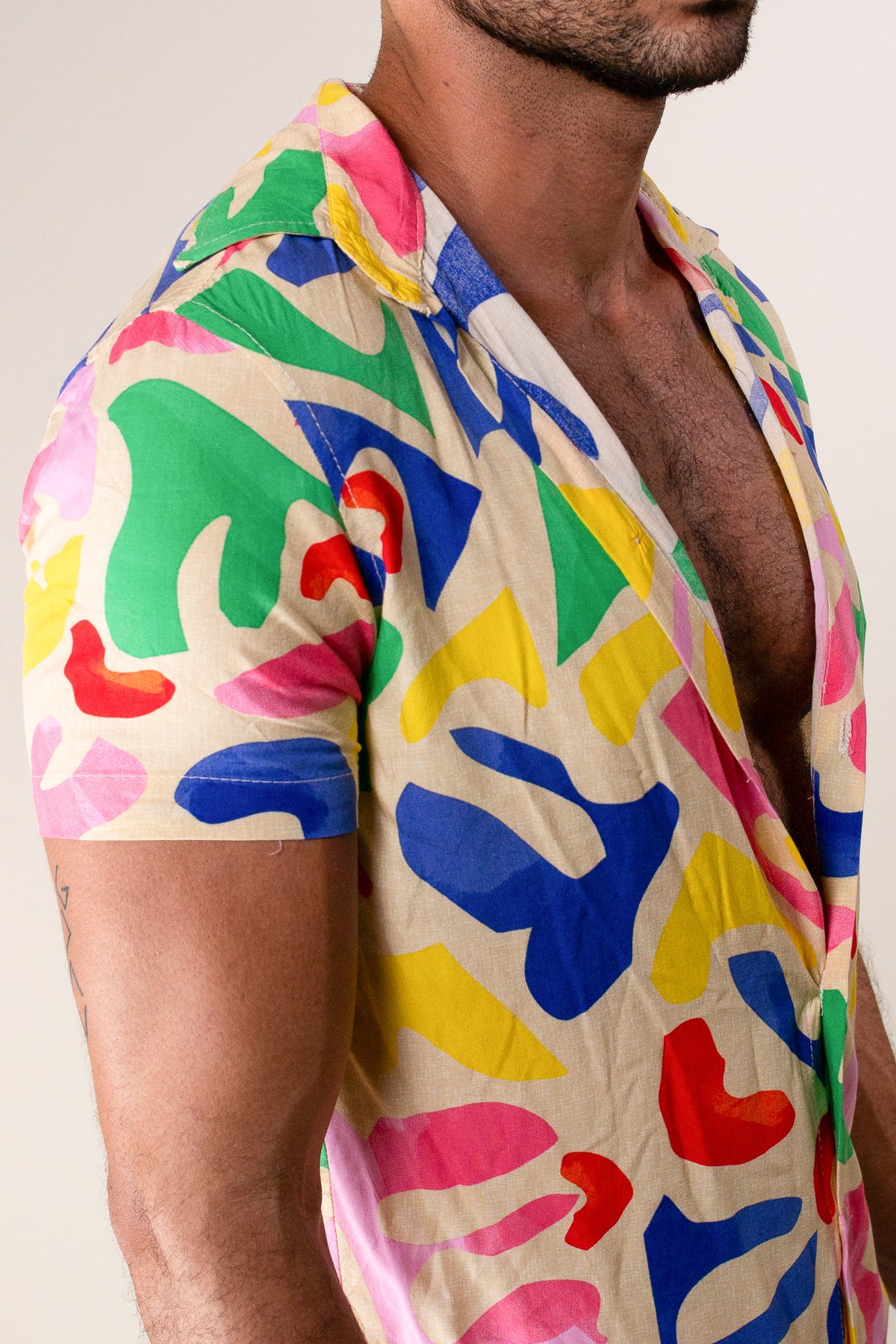 Conjunto Masculino Camisa e Short em Viscose Colorido