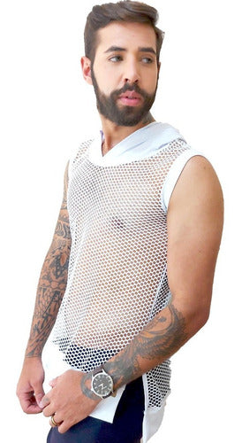 Regata Masculina Swag Modelo Machão com Capuz Branco