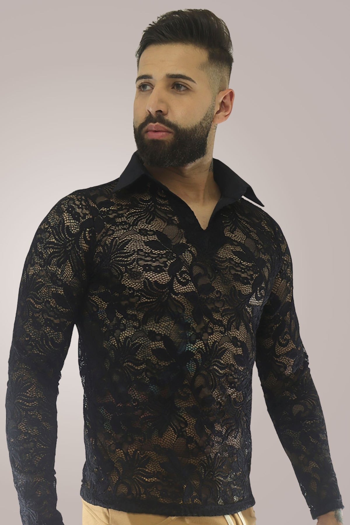 Bata Masculina em Renda Floral Estampada
