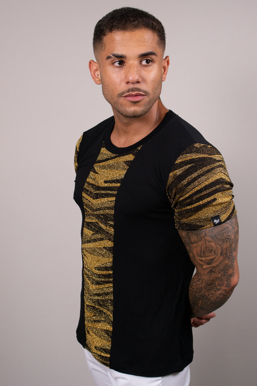 Camiseta Masculina em Viscolycra com Detalhe Lurex