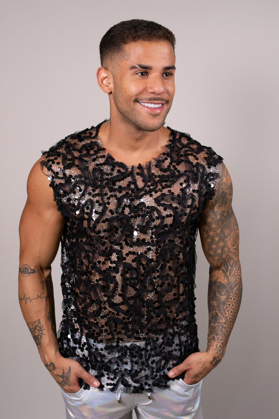 Regata Masculina Paetê Customizado (Edição Limitada)