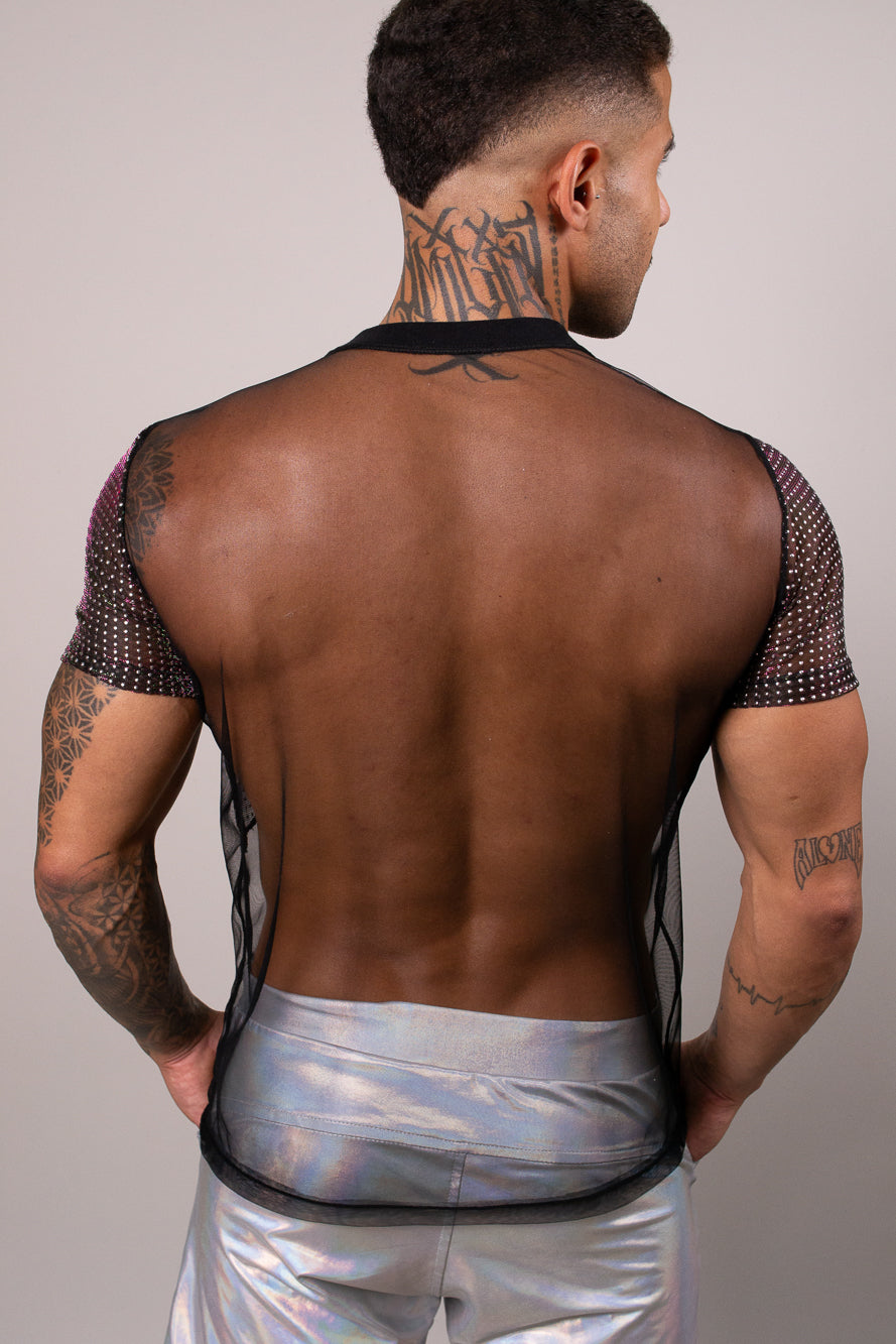 Camiseta Masculina em Tule Detalhe Brilhoso