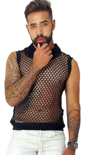 Regata Masculina Arrastão Preta com Capuz e Punho