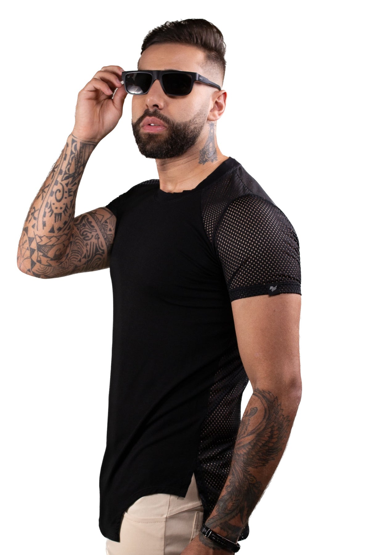 Camiseta Masculina Longline Com Costas em Tela