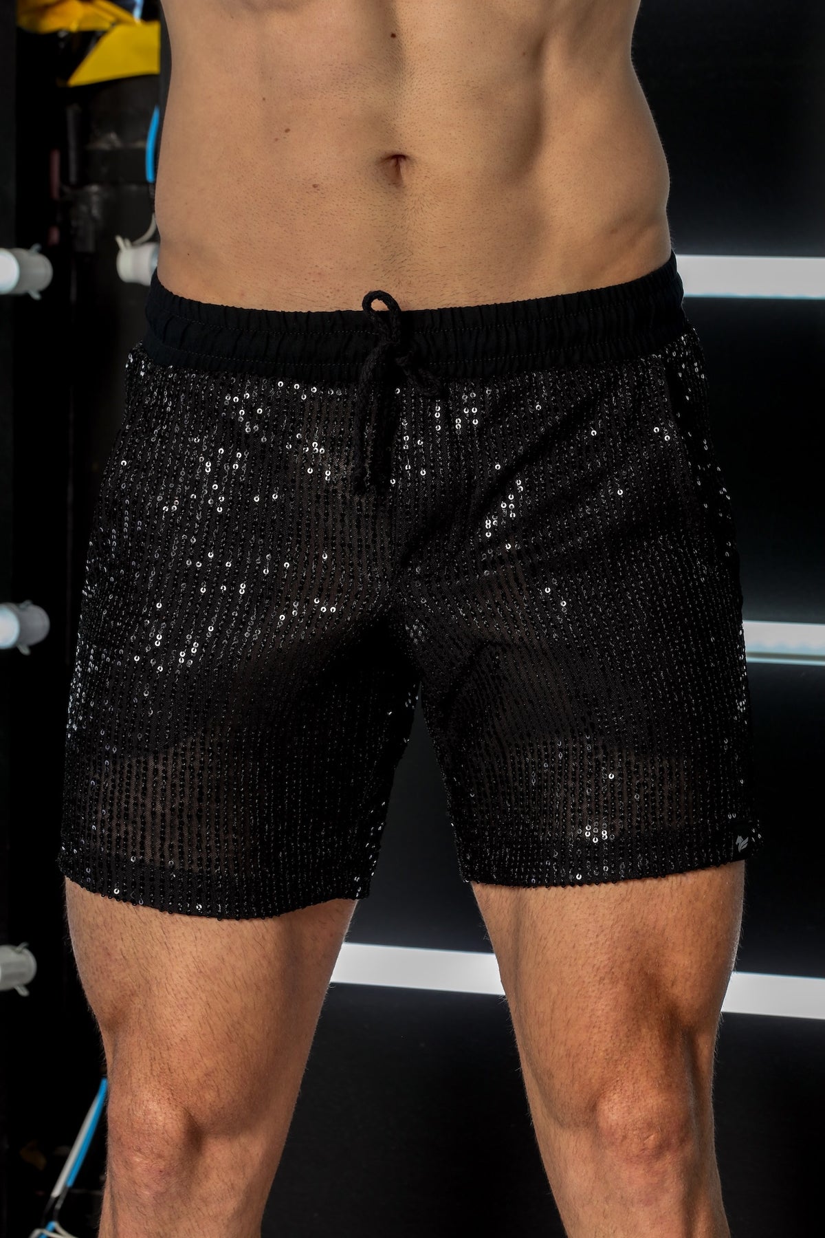 Short Masculino em Paetê Cós Franzido