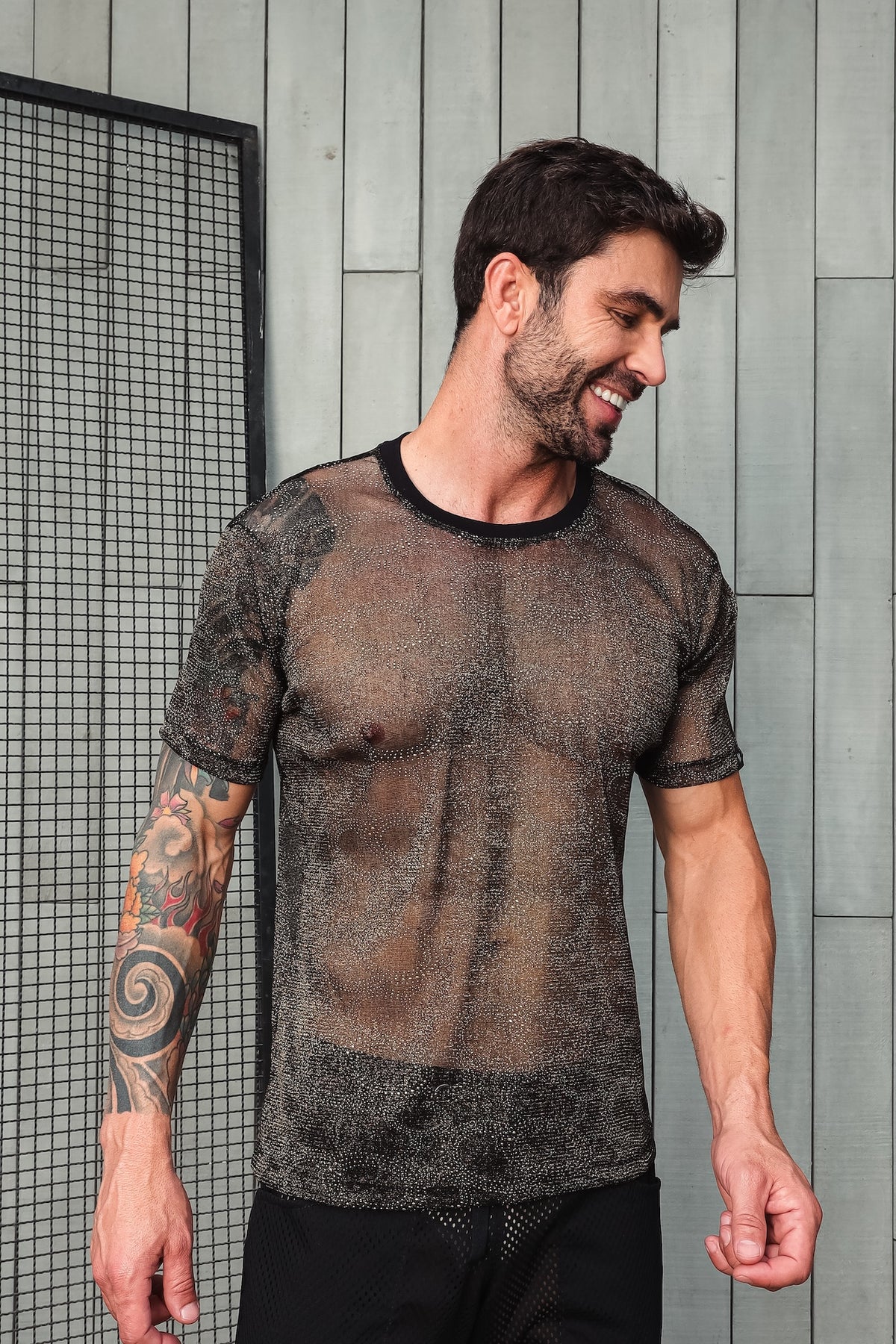 Camiseta Masculina Malha Devore Resinada
