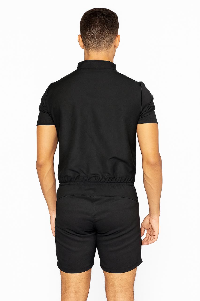 Macaquinho Masculino Gola Padre de Zipper Preto