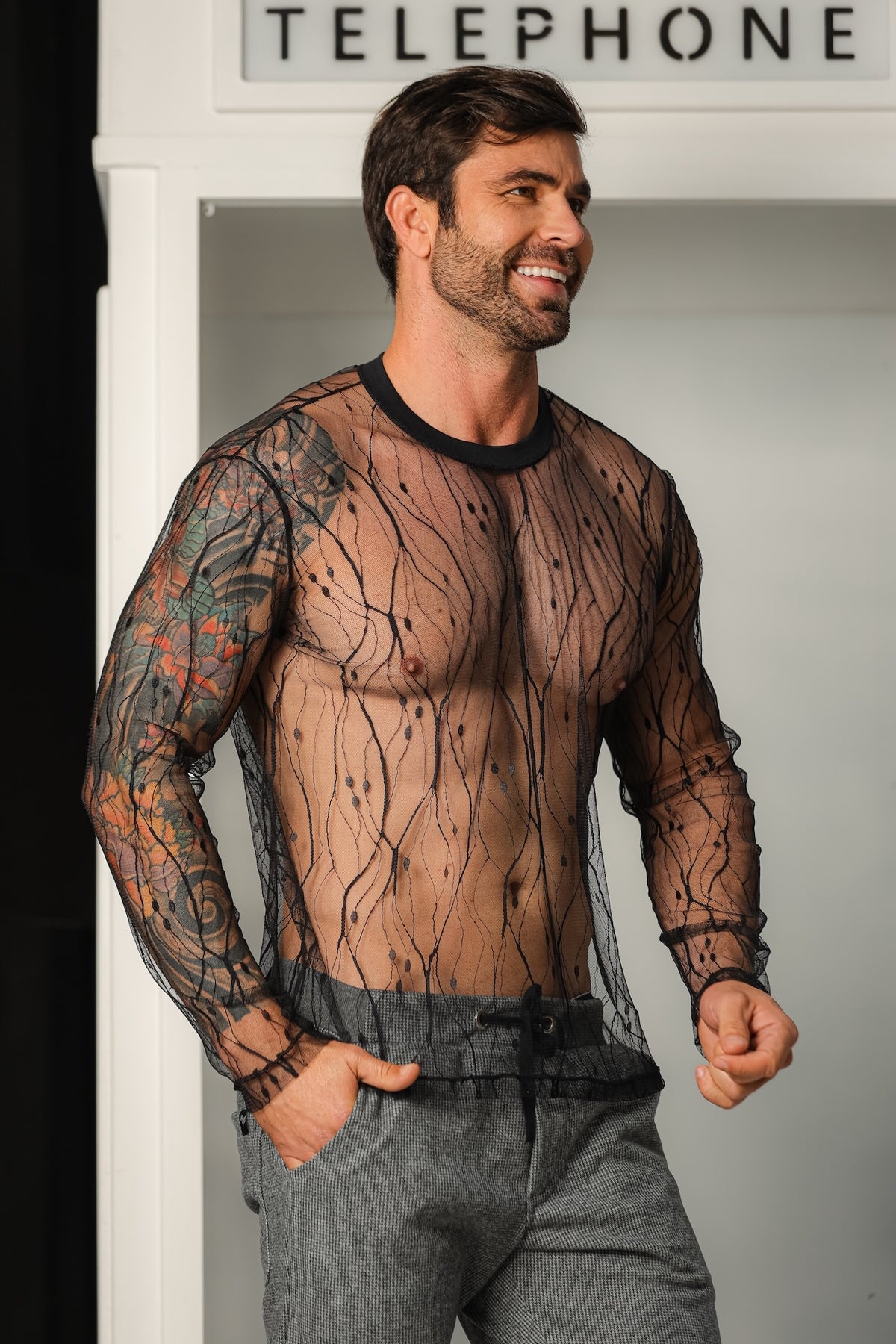 Camiseta Masculina Manga Longa Tule Estampado