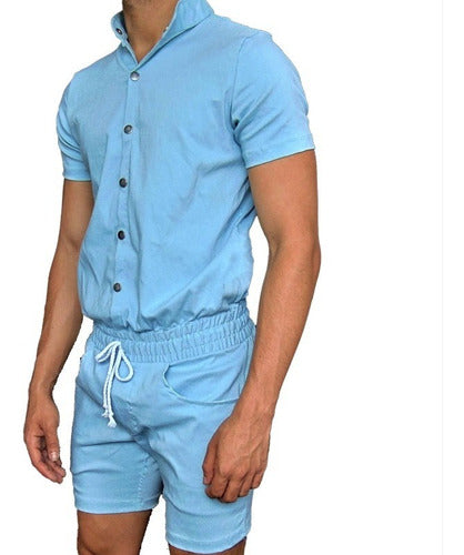 Macaquinho Masculino Azul com Botões