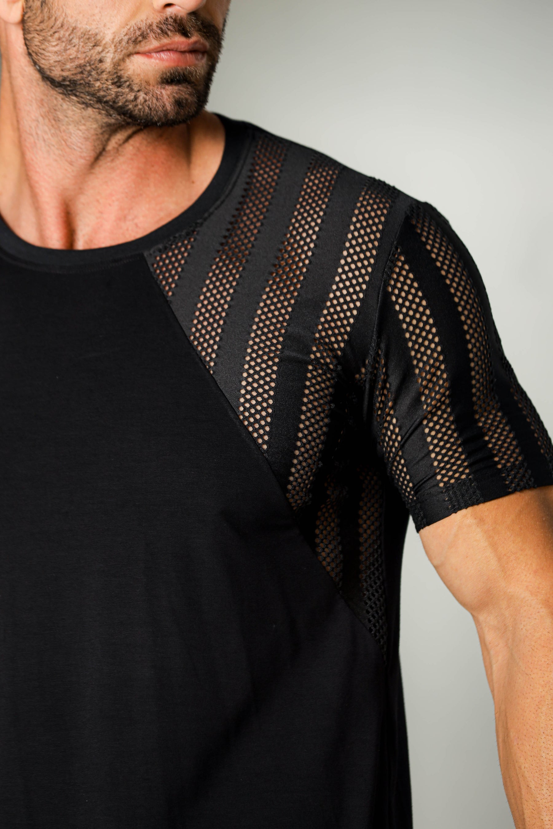 Camiseta Masculina Longline Viscolycra Detalhe Malha Laise