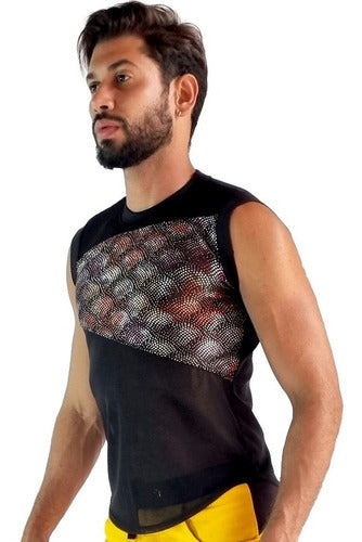 Regata Masculina Transparente Machão com Detalhe Brilhoso