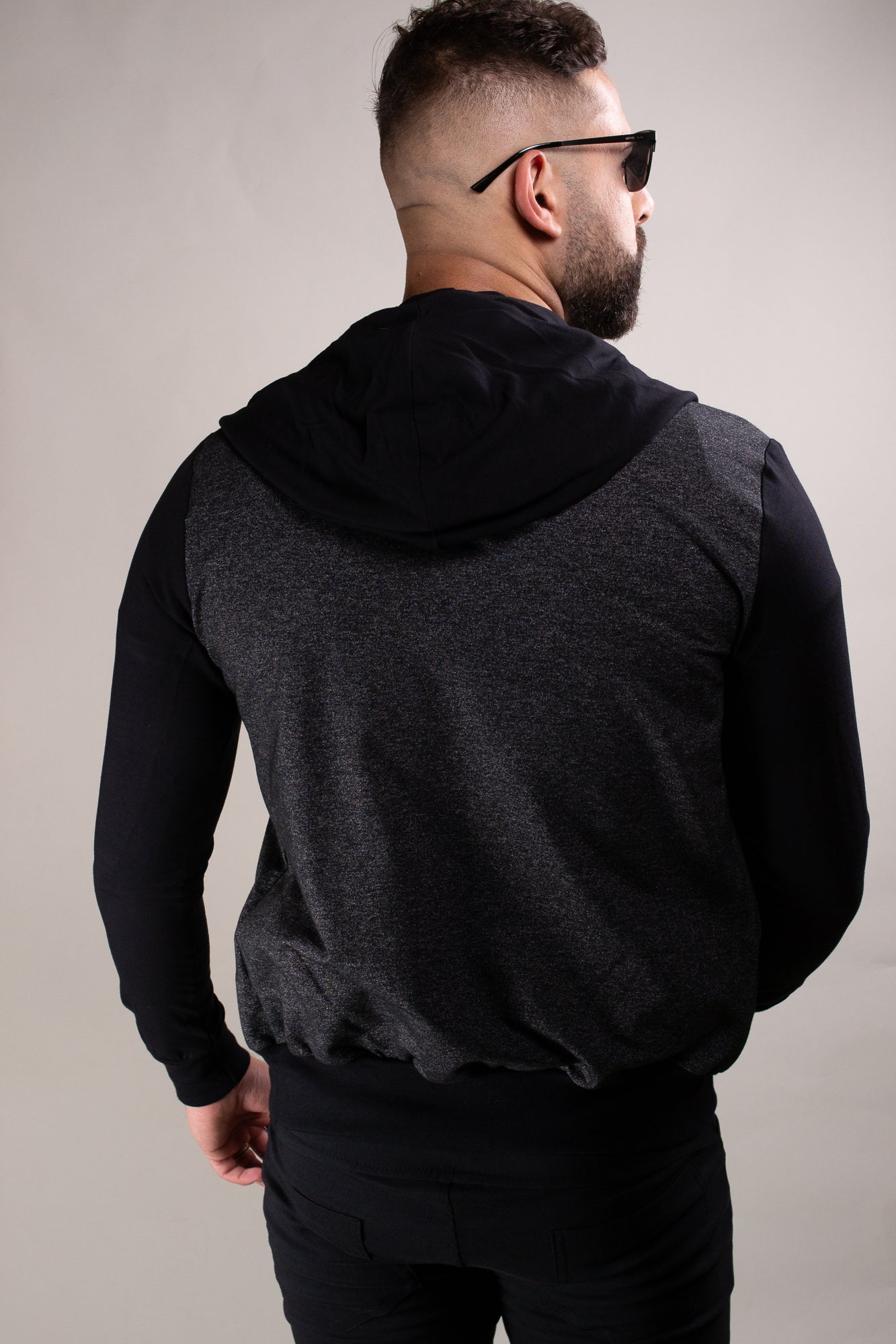 Jaqueta Masculina Moletinho Mescla Cinza Detalhe Preto