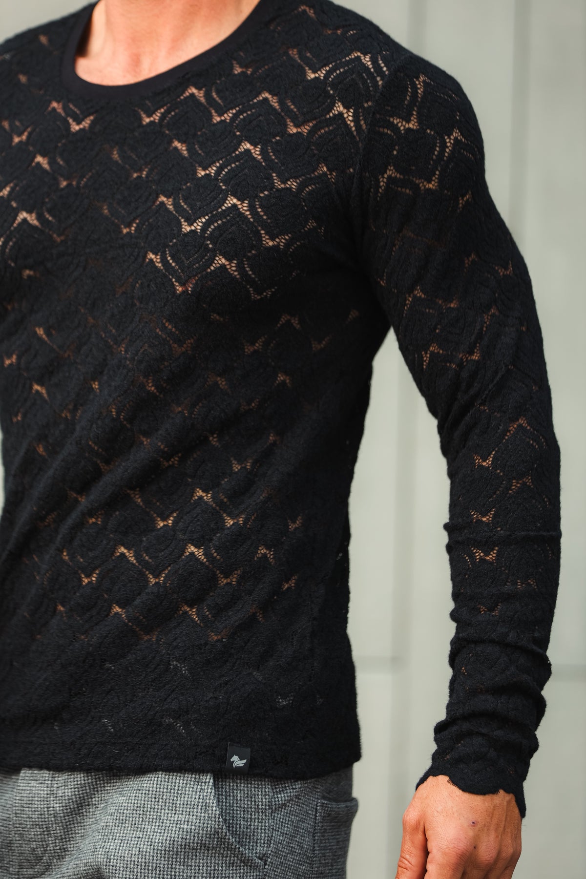 Camiseta Masculina Manga Longa Renda Tulipa