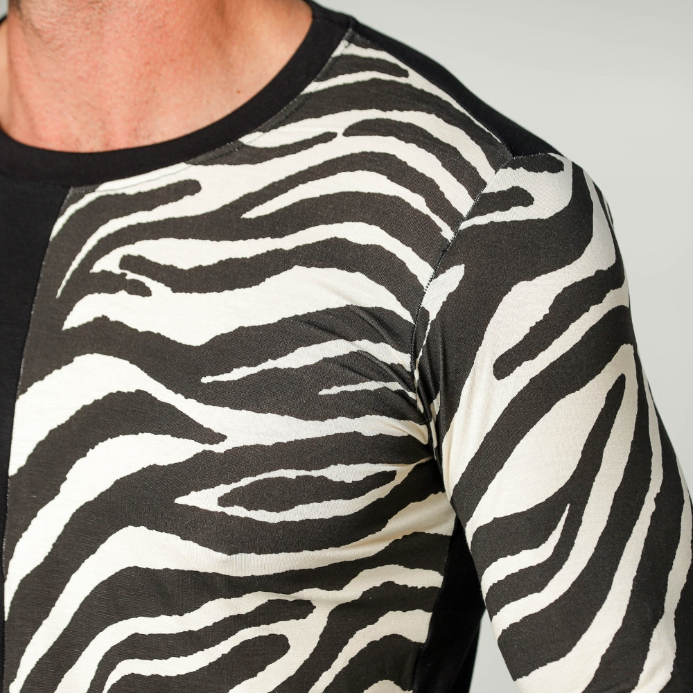 Camiseta Masculina Manga Longa Viscolycra com Estampa de Zebra