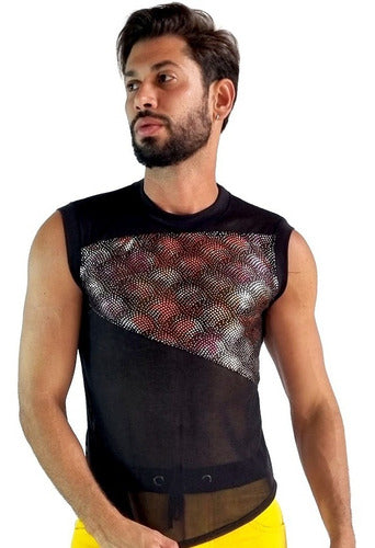 Regata Masculina Transparente Machão com Detalhe Brilhoso