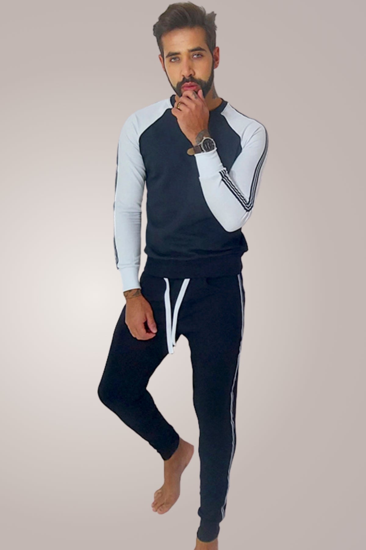 Conjunto Masculino Blusa Manga Raglan e Calça Preto