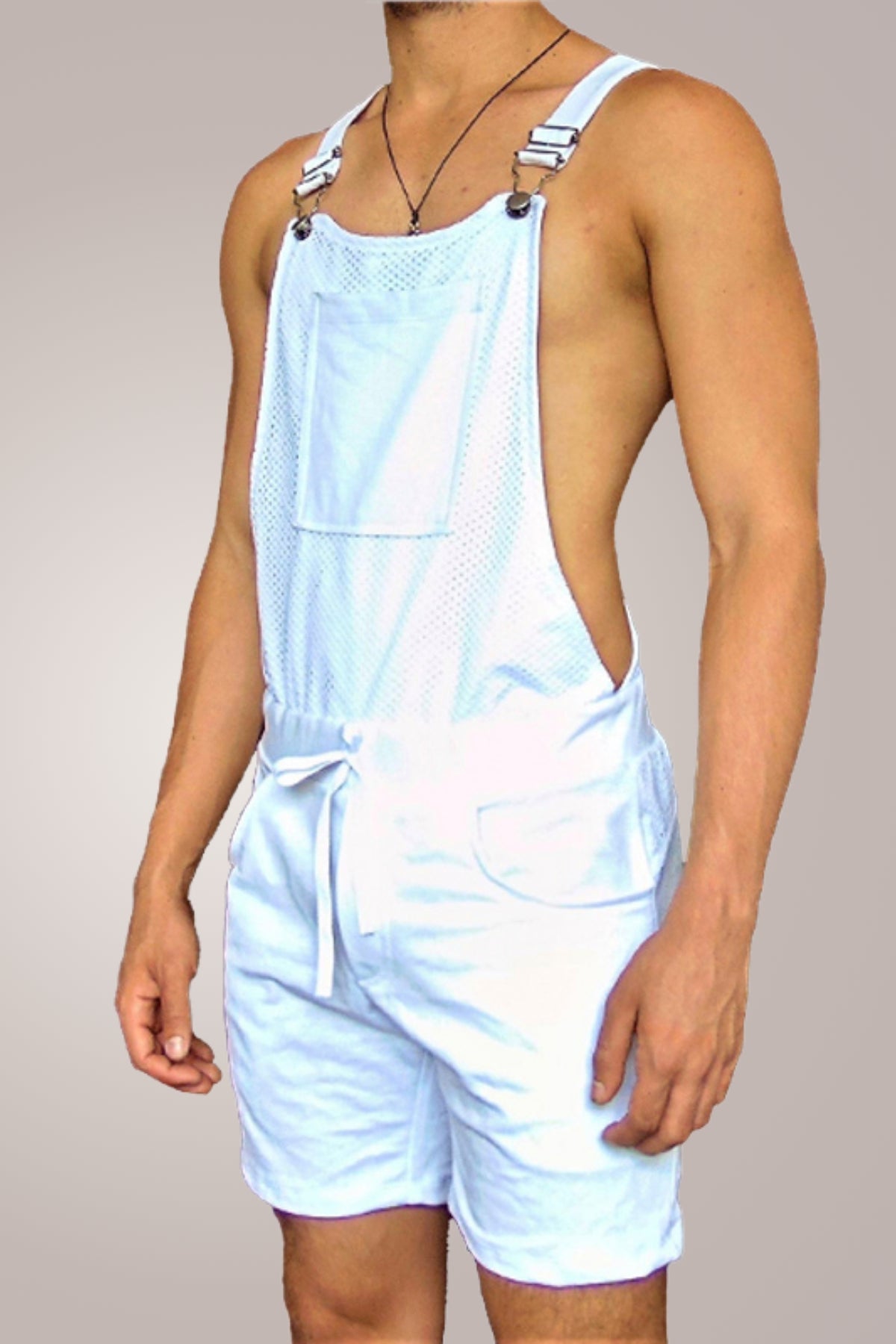 Macaquinho Jardineira Masculino Branco