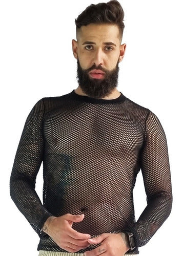 Camiseta Masculina Arrastão Preta Manga Longa