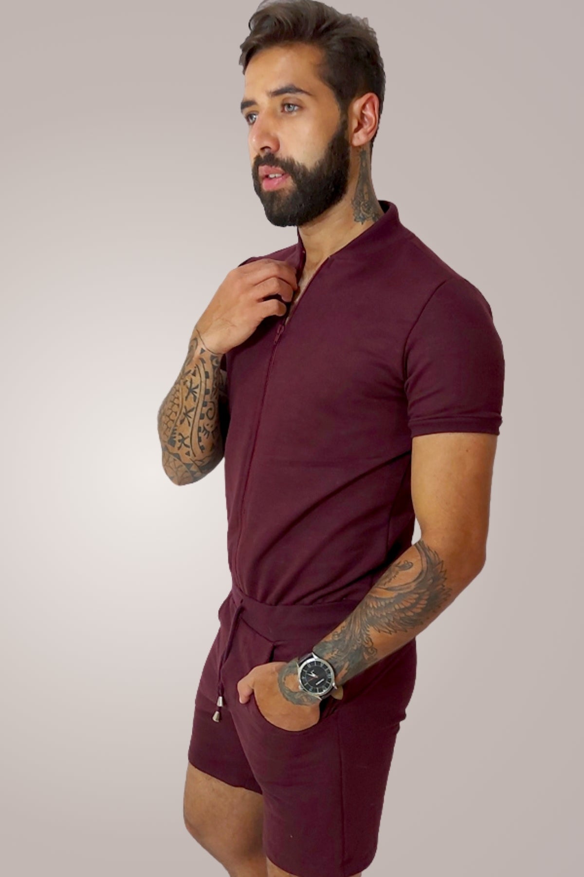 Macaquinho Masculino Gola Sport Bordo