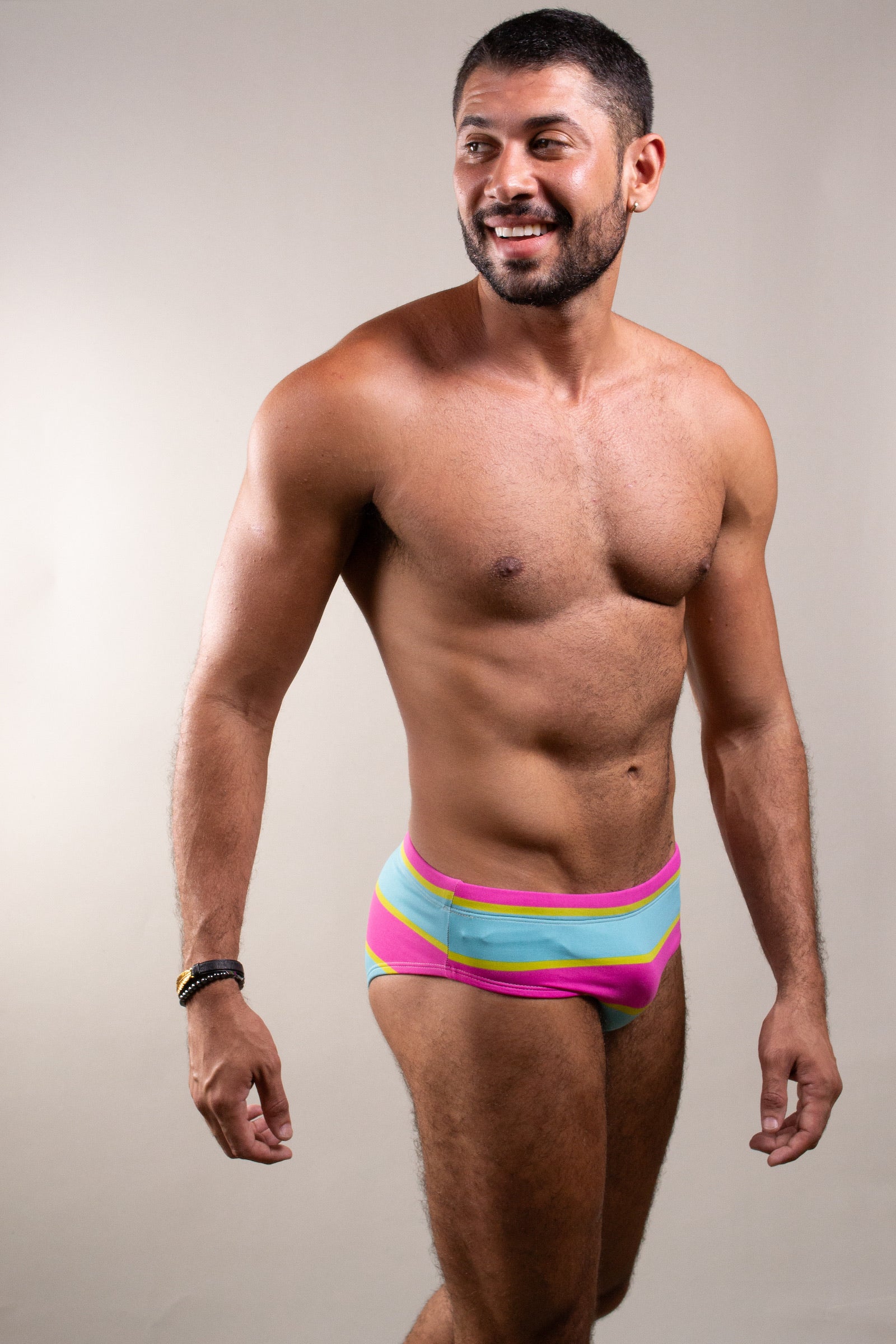 Sunga Slim Listrada Rosa