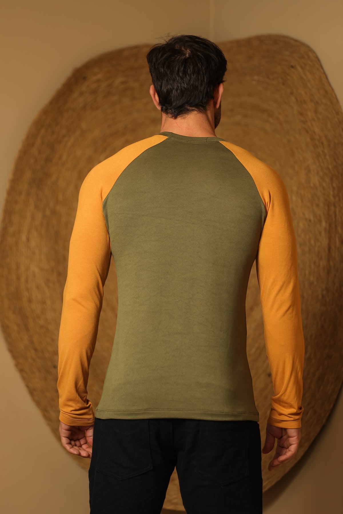 Suéter Masculino Moletinho Verde Mangas Caramelo