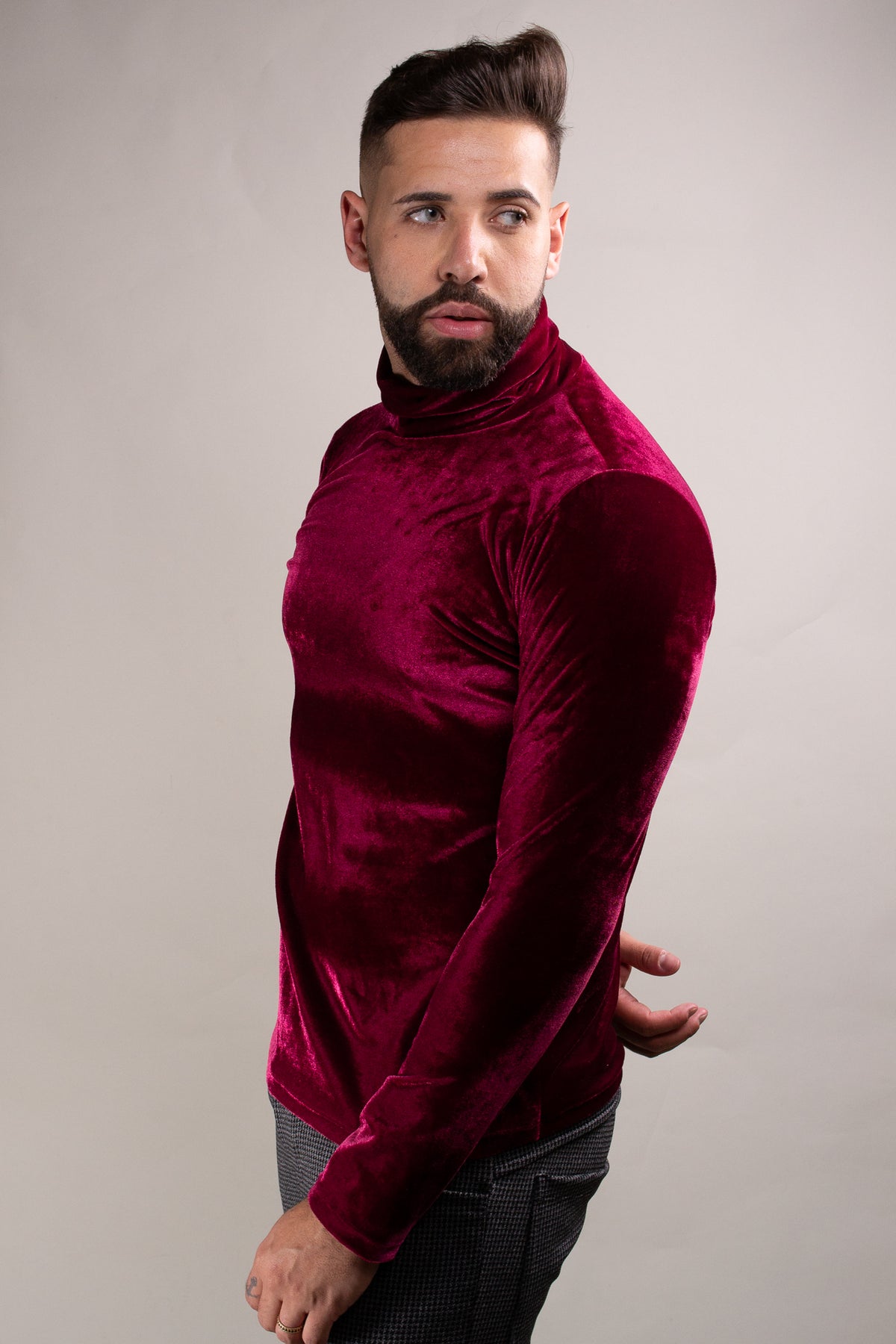 Blusa Masculina Cacharrel em Veludo Bordô