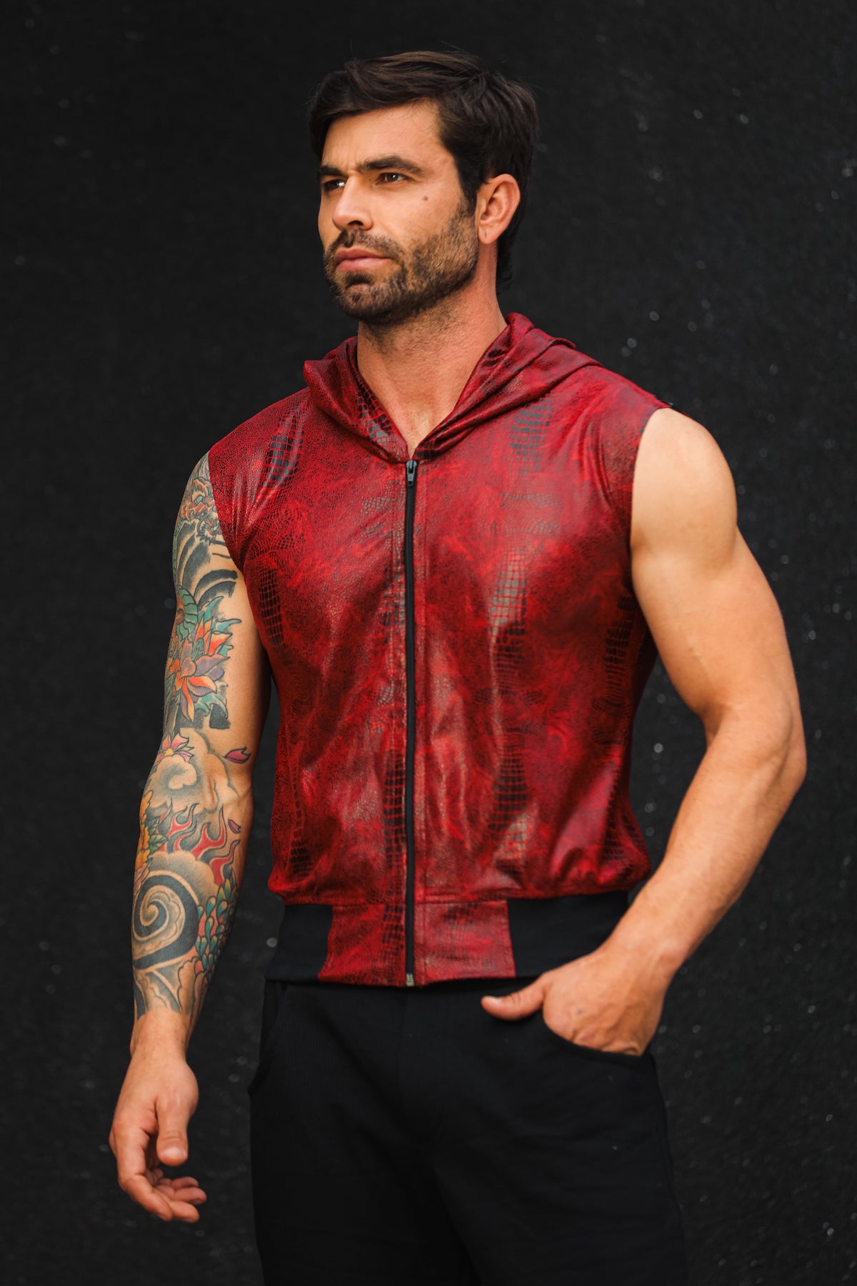 Colete Masculino em Couro Cobra Bordô