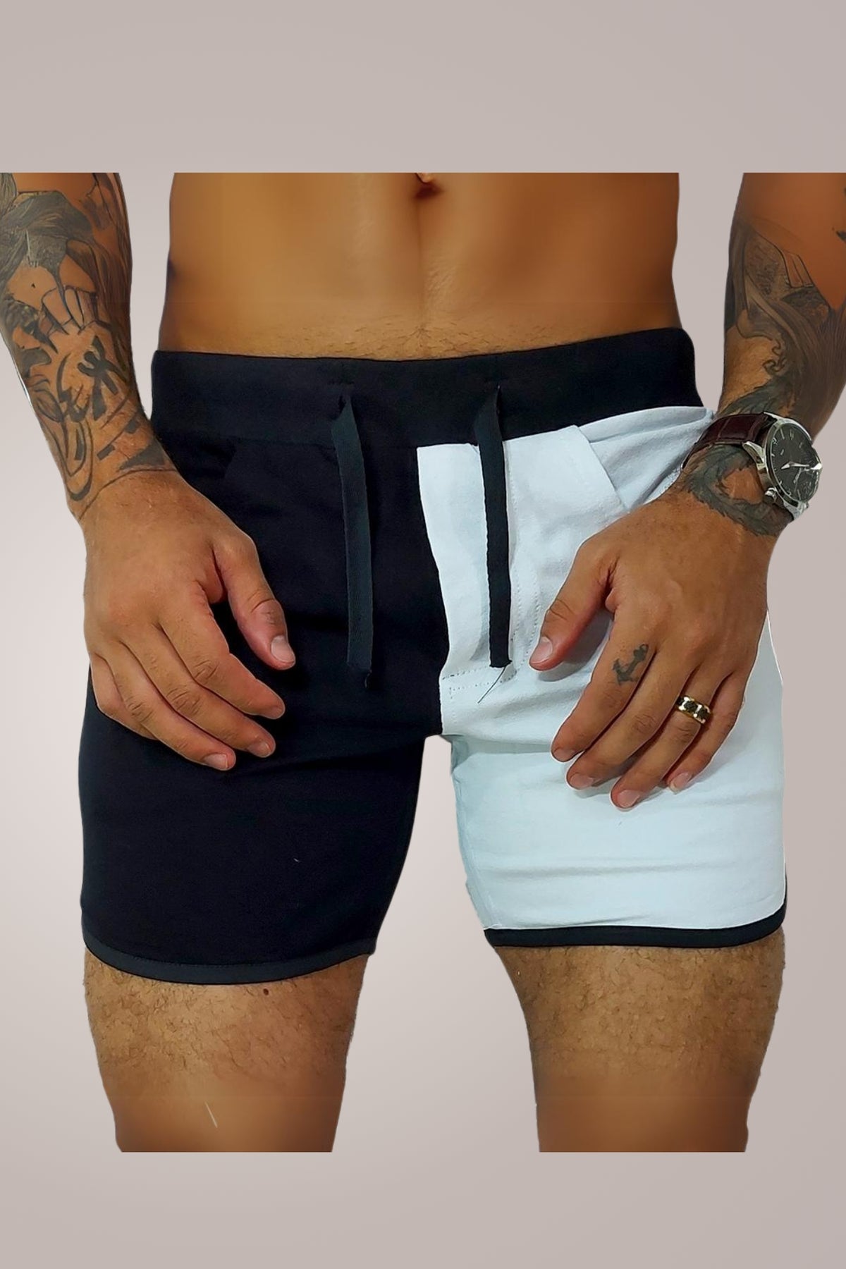 Short Masculino Modelo Fit Black/White