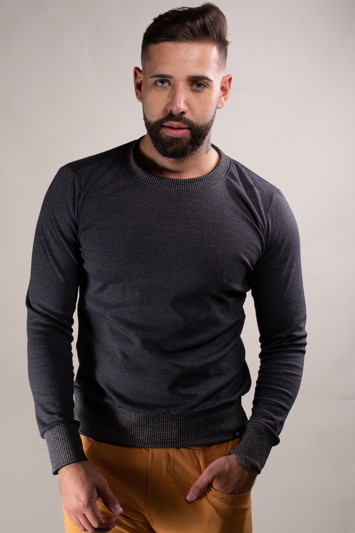 Suéter Masculino em Moletinho Mescla Cinza