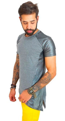 Camiseta Masculina Longline Detalhe Transversal